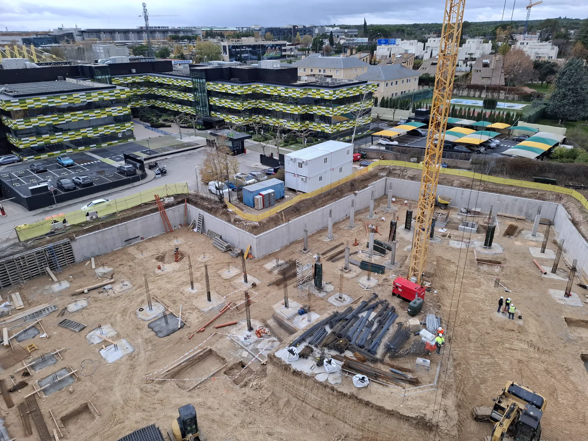 Aerial view of the excavation of the Inversiones Valdemarín plot, December 2025