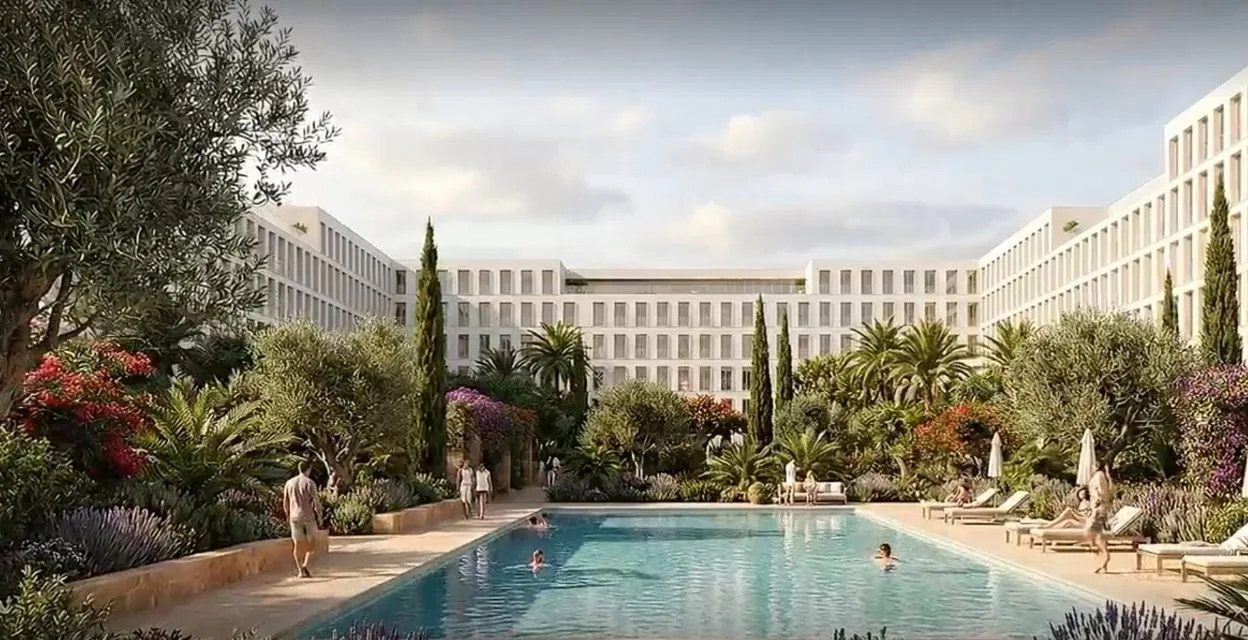 Rendu du patio-jardin commun de Vik Living